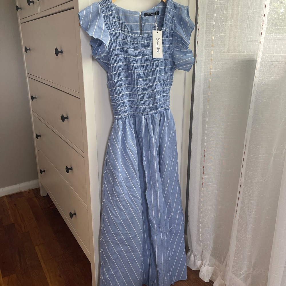 NWT BerryGo Blue Striped Dress with Pockets! - Picture 3 of 14